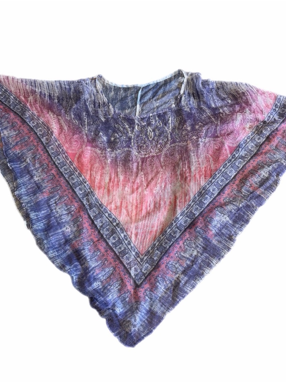 Vibrant multicolor tie dye paisley poncho